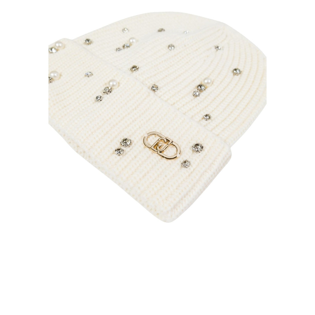 Liu Jo Cappello Donna Bianco con Strass risvolto logo in metallo - Modello 2F5017 M0300