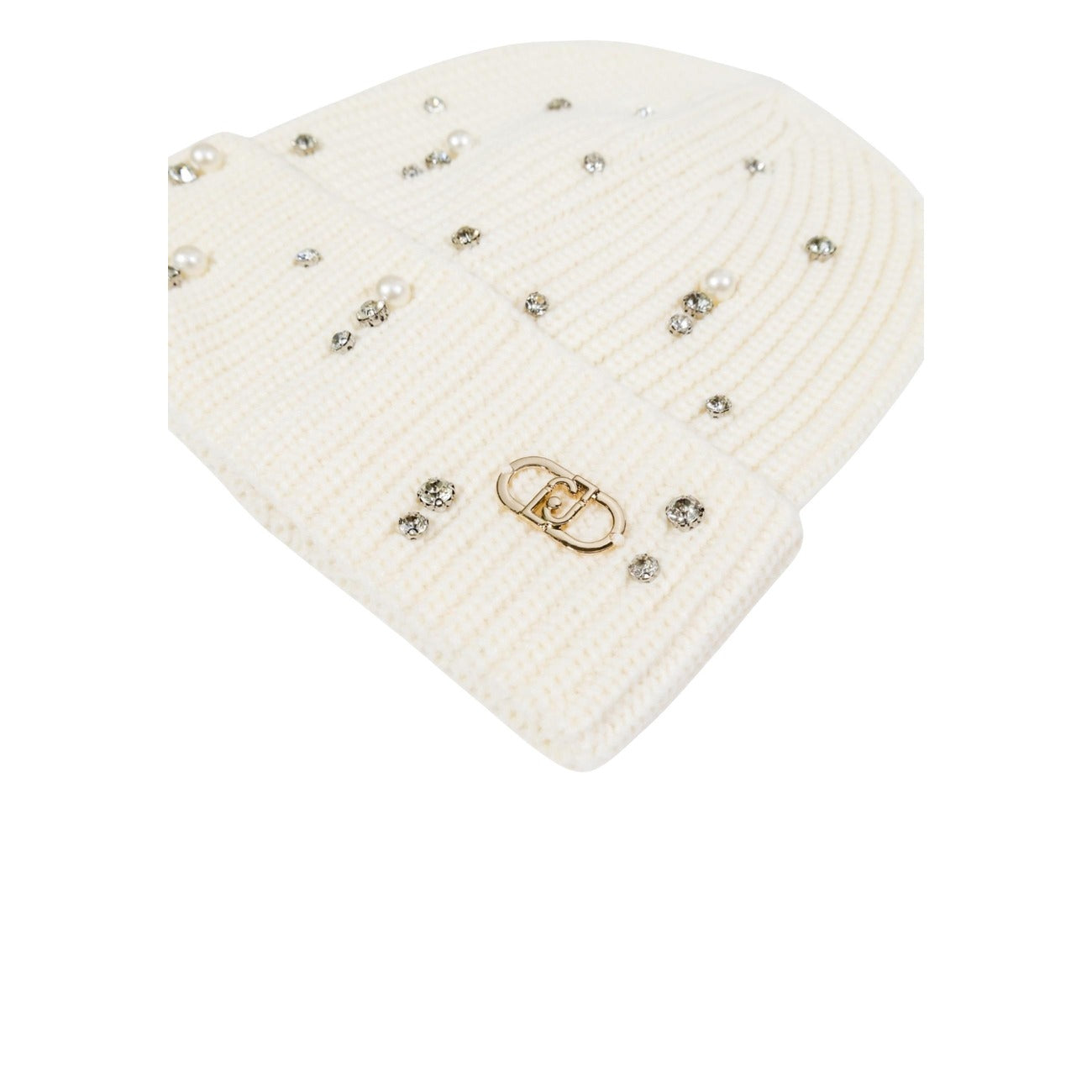 Liu Jo Cappello Donna Bianco con Strass risvolto logo in metallo - Modello 2F5017 M0300
