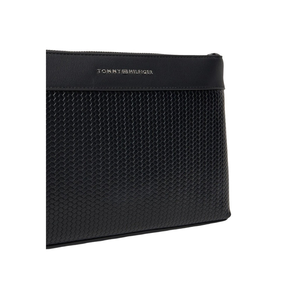 Tommy Hilfiger pochette Uomo con logo frontale e polsino laterale removibile colore Nero con cerniera - Modello AM0AM13804