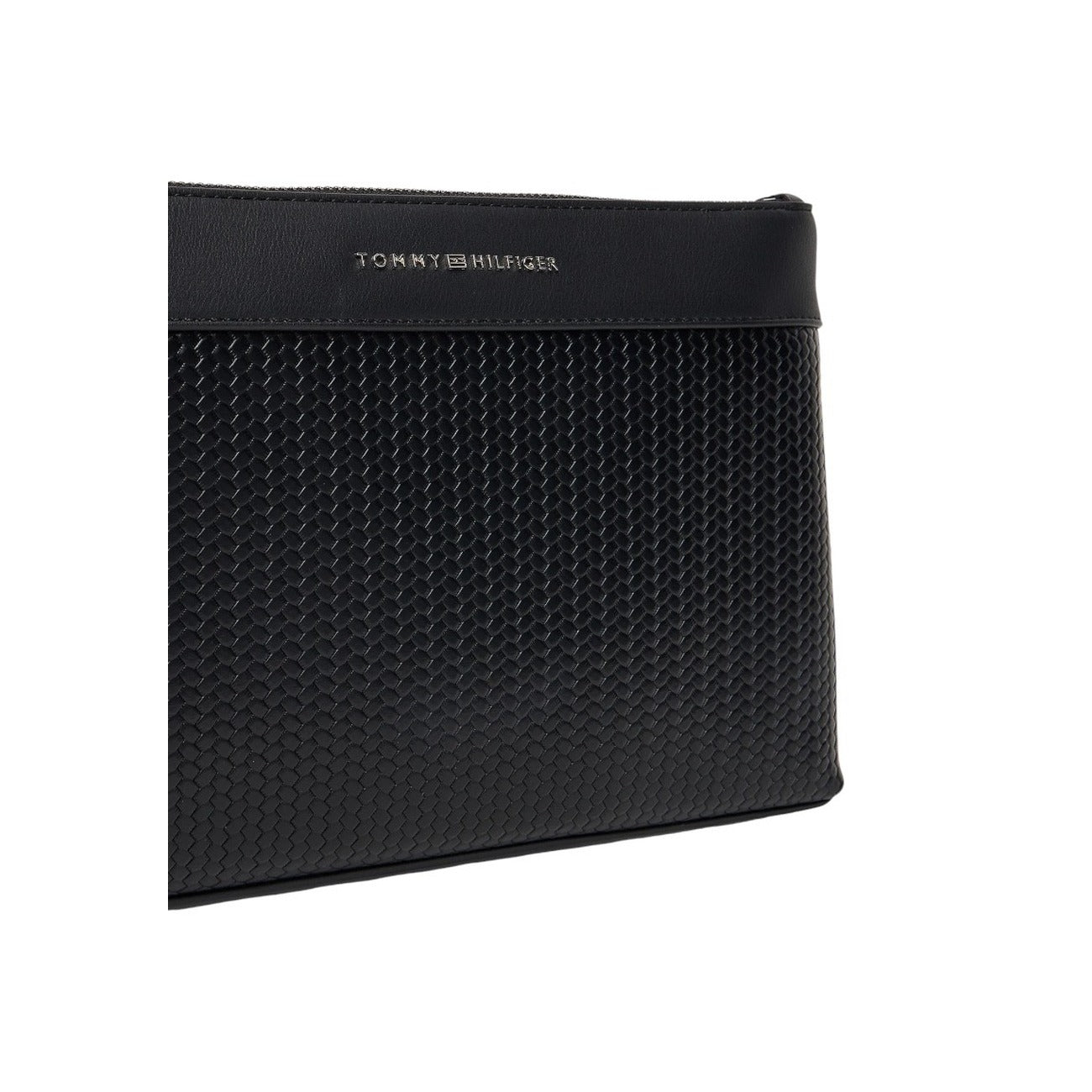 Tommy Hilfiger pochette Uomo con logo frontale e polsino laterale removibile colore Nero con cerniera - Modello AM0AM13804