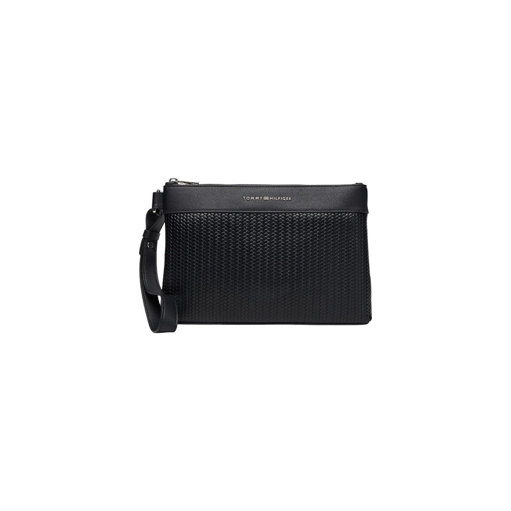 Tommy Hilfiger pochette Uomo con logo frontale e polsino laterale removibile colore Nero con cerniera - Modello AM0AM13804