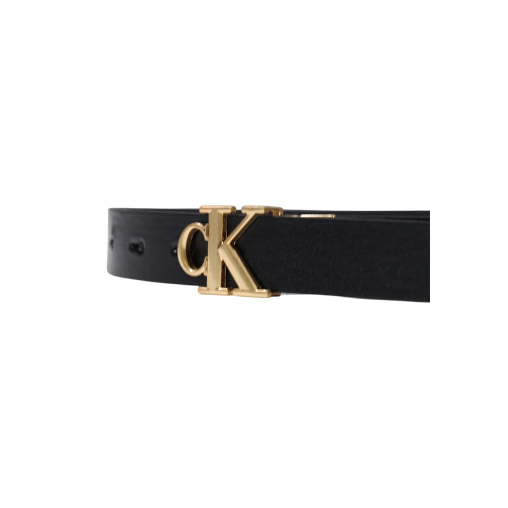 Calvin Klein Cintura Donna Pelle Nera con logo Metallo color Oro - Modello LV04K7005G