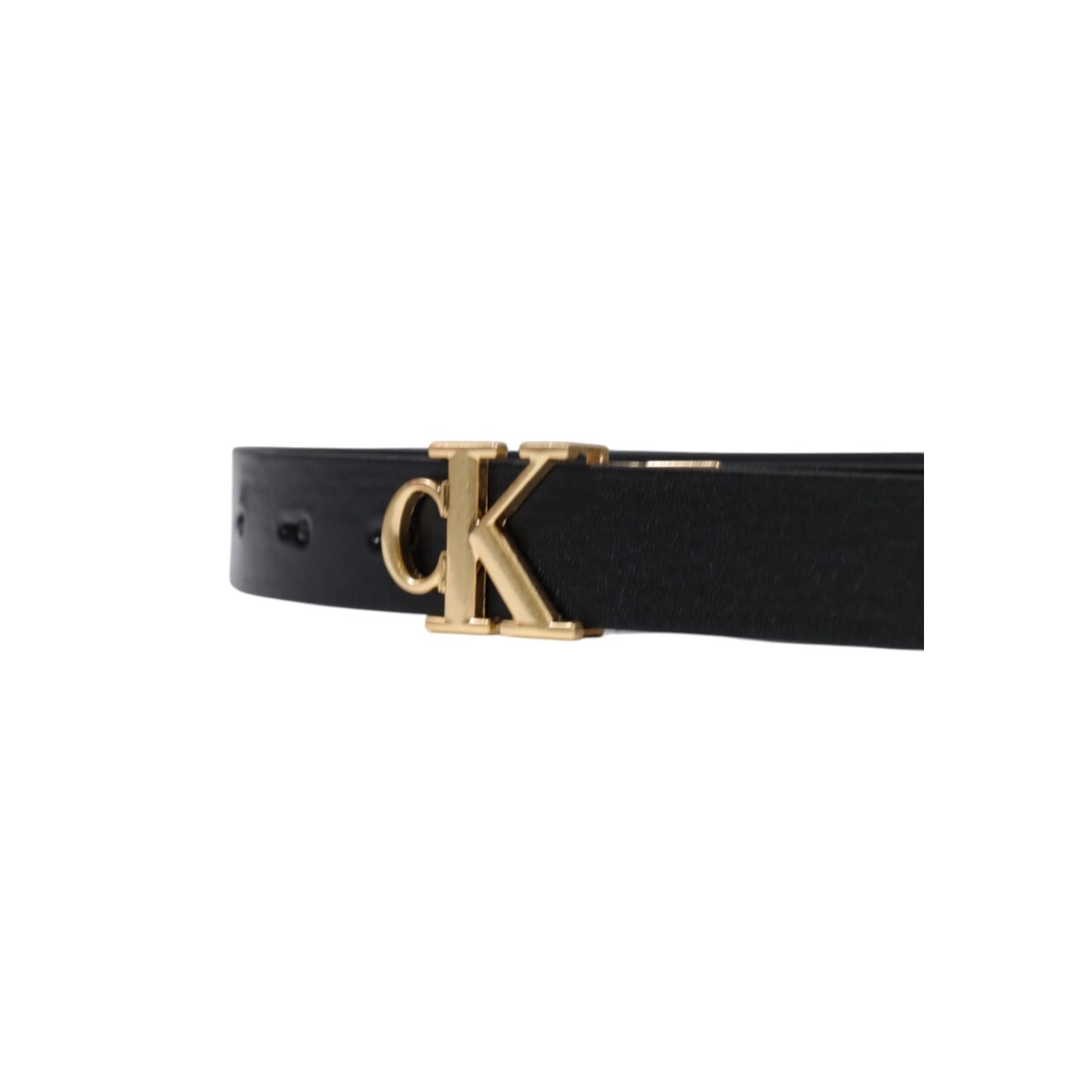 Calvin Klein Cintura Donna Pelle Nera con logo Metallo color Oro - Modello LV04K7005G